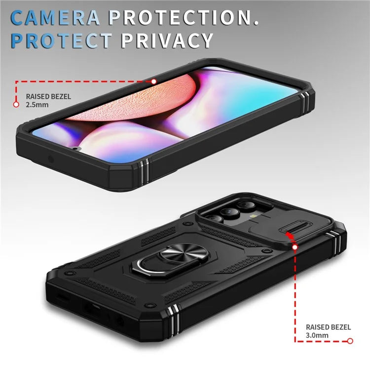 For Samsung Galaxy A15 4G / 5G Case TPU+PC Slide Camshield Kickstand Phone Cover