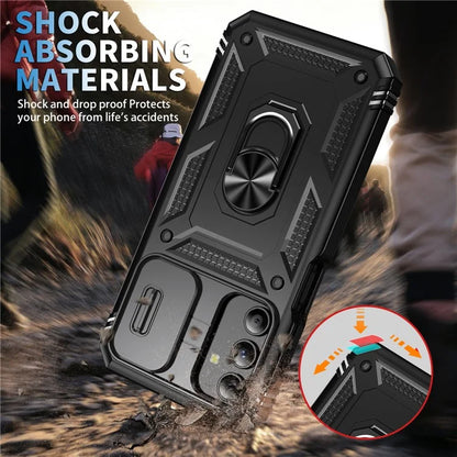 For Samsung Galaxy A15 4G / 5G Case TPU+PC Slide Camshield Kickstand Phone Cover