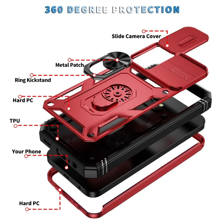 For Samsung Galaxy A15 4G / 5G Case TPU+PC Slide Camshield Kickstand Phone Cover