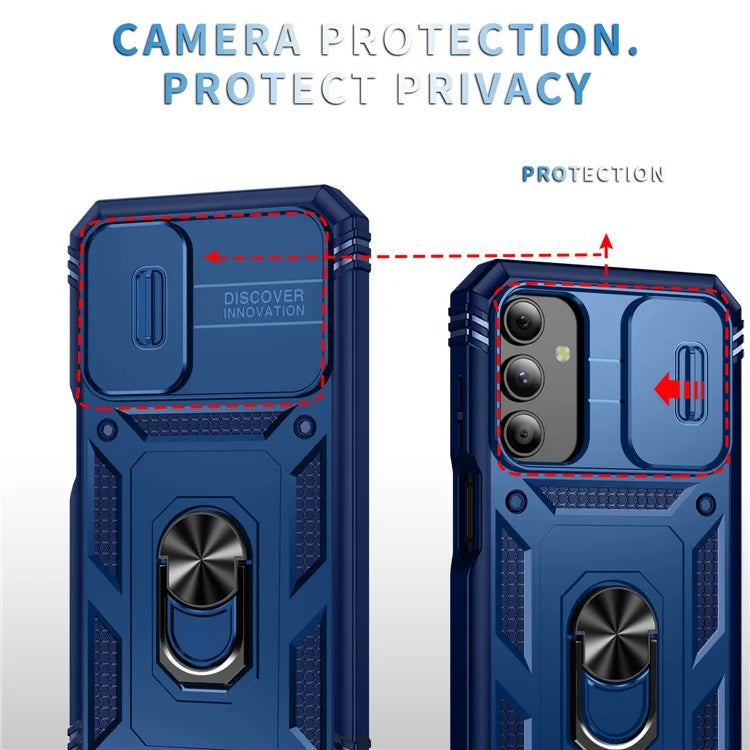 For Samsung Galaxy A15 4G / 5G Case TPU+PC Slide Camshield Kickstand Phone Cover