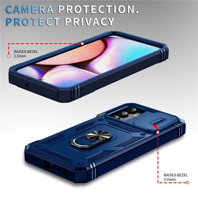 For Samsung Galaxy A15 4G / 5G Case TPU+PC Slide Camshield Kickstand Phone Cover