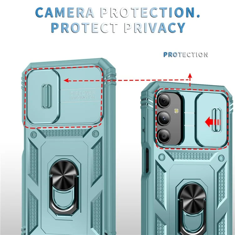 For Samsung Galaxy A15 4G / 5G Case TPU+PC Slide Camshield Kickstand Phone Cover