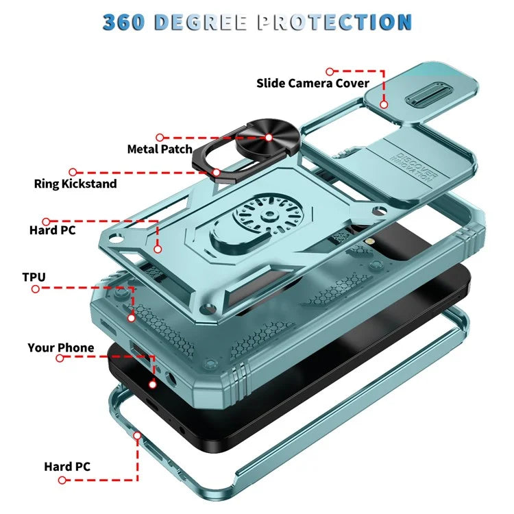For Samsung Galaxy A15 4G / 5G Case TPU+PC Slide Camshield Kickstand Phone Cover