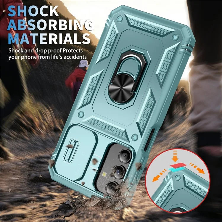 For Samsung Galaxy A15 4G / 5G Case TPU+PC Slide Camshield Kickstand Phone Cover