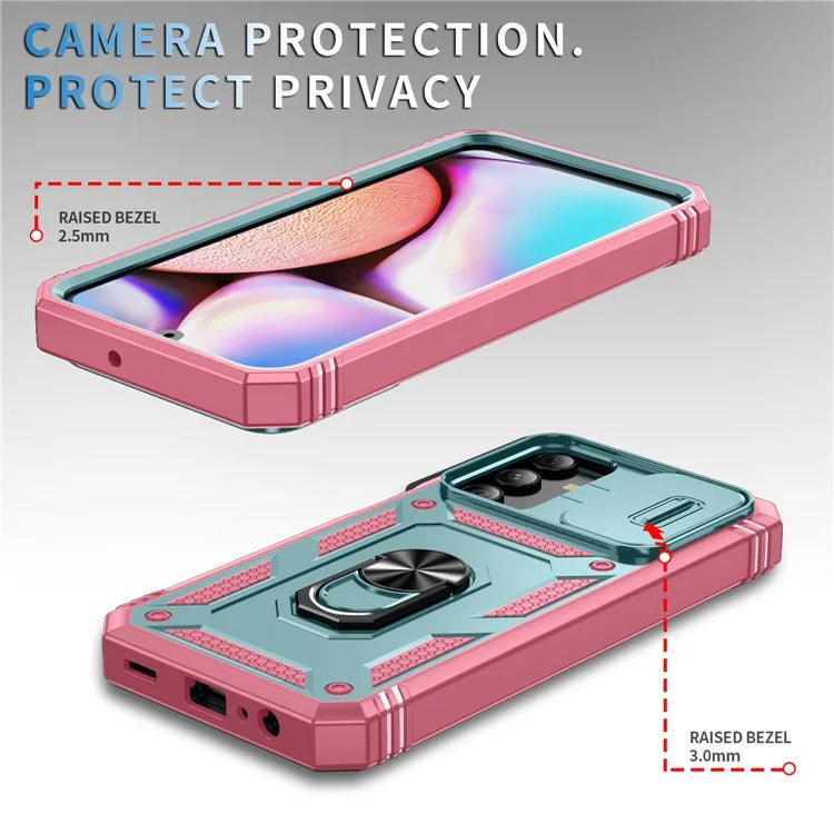 For Samsung Galaxy A15 4G / 5G Case TPU+PC Slide Camshield Kickstand Phone Cover