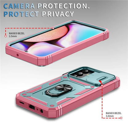 For Samsung Galaxy A15 4G / 5G Case TPU+PC Slide Camshield Kickstand Phone Cover