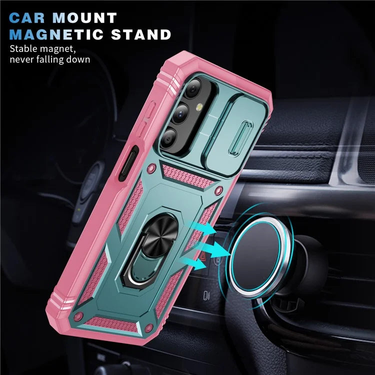 For Samsung Galaxy A15 4G / 5G Case TPU+PC Slide Camshield Kickstand Phone Cover