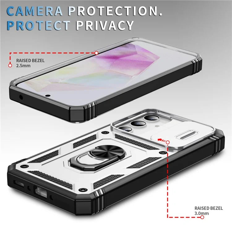 For Samsung Galaxy A55 5G Kickstand Case TPU+PC Camshield Hybrid Phone Cover