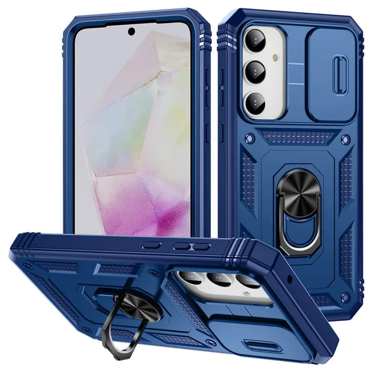 For Samsung Galaxy A55 5G Kickstand Case TPU+PC Camshield Hybrid Phone Cover