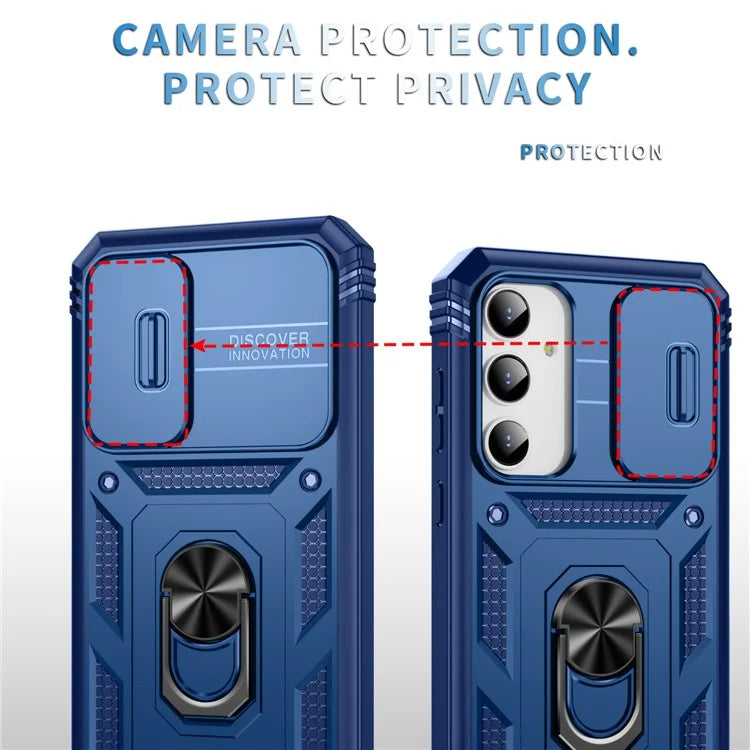 For Samsung Galaxy A55 5G Kickstand Case TPU+PC Camshield Hybrid Phone Cover