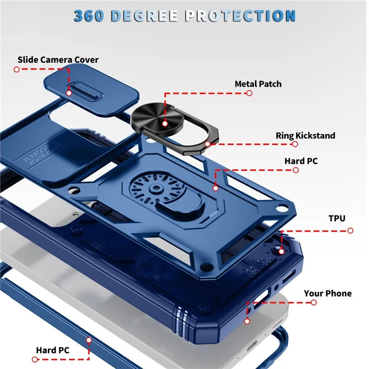 For Samsung Galaxy A55 5G Kickstand Case TPU+PC Camshield Hybrid Phone Cover