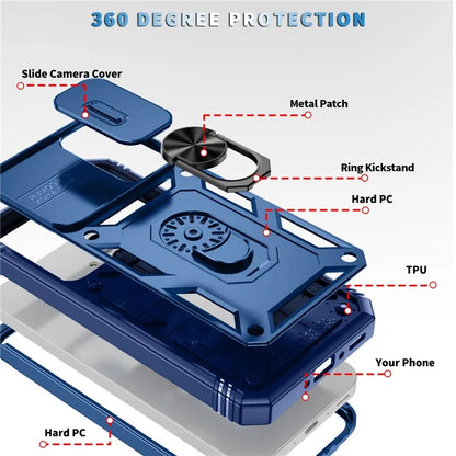 For Samsung Galaxy A55 5G Kickstand Case TPU+PC Camshield Hybrid Phone Cover