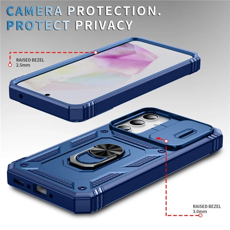 For Samsung Galaxy A55 5G Kickstand Case TPU+PC Camshield Hybrid Phone Cover