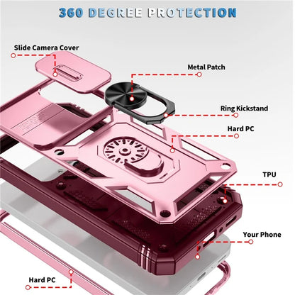 For Samsung Galaxy A55 5G Kickstand Case TPU+PC Camshield Hybrid Phone Cover