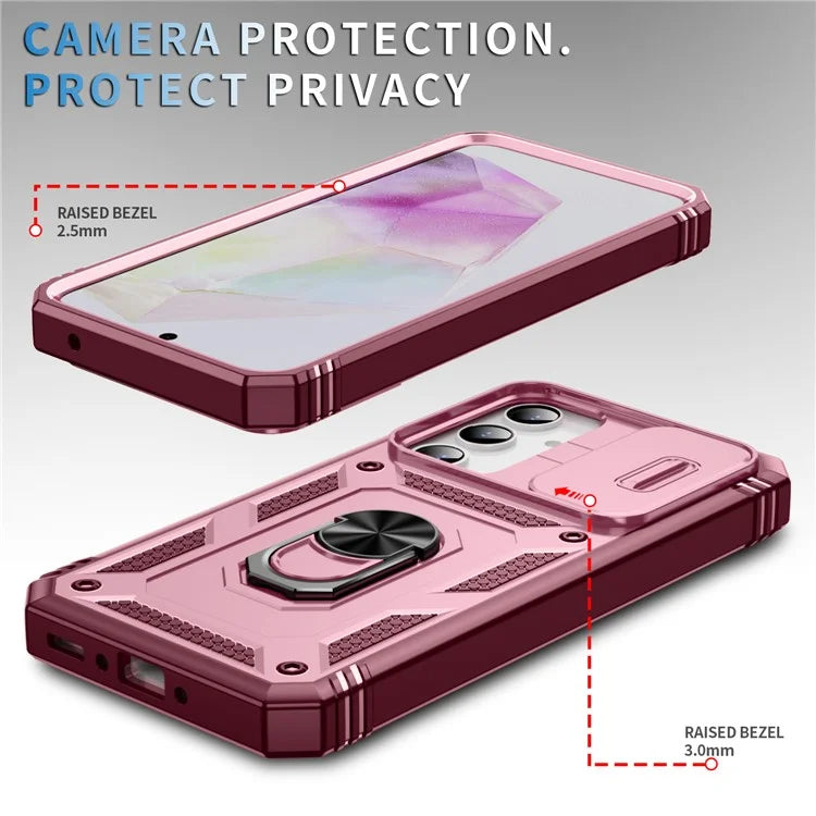 For Samsung Galaxy A55 5G Kickstand Case TPU+PC Camshield Hybrid Phone Cover