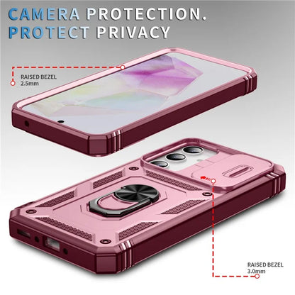 For Samsung Galaxy A55 5G Kickstand Case TPU+PC Camshield Hybrid Phone Cover