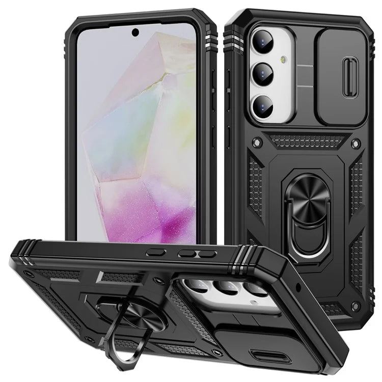 For Samsung Galaxy A55 5G Kickstand Case TPU+PC Camshield Hybrid Phone Cover