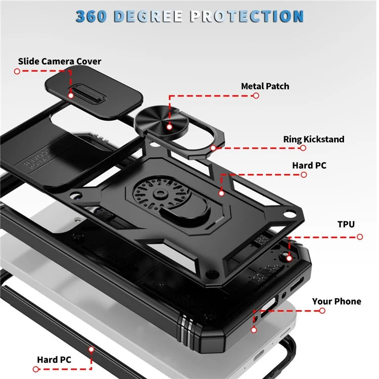 For Samsung Galaxy A55 5G Kickstand Case TPU+PC Camshield Hybrid Phone Cover