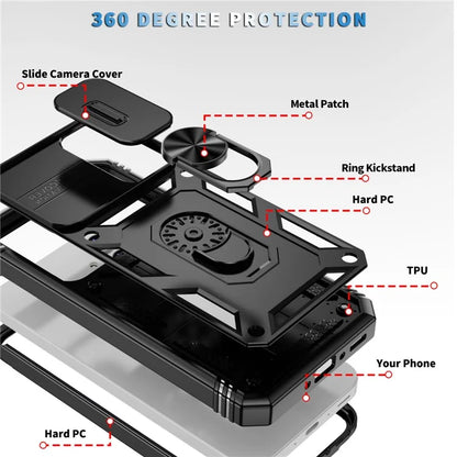 For Samsung Galaxy A55 5G Kickstand Case TPU+PC Camshield Hybrid Phone Cover