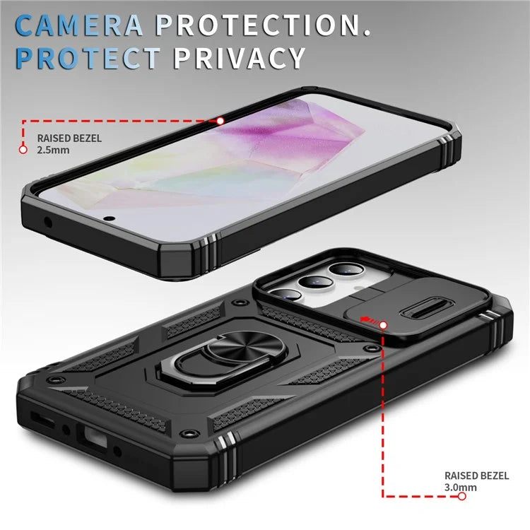 For Samsung Galaxy A55 5G Kickstand Case TPU+PC Camshield Hybrid Phone Cover