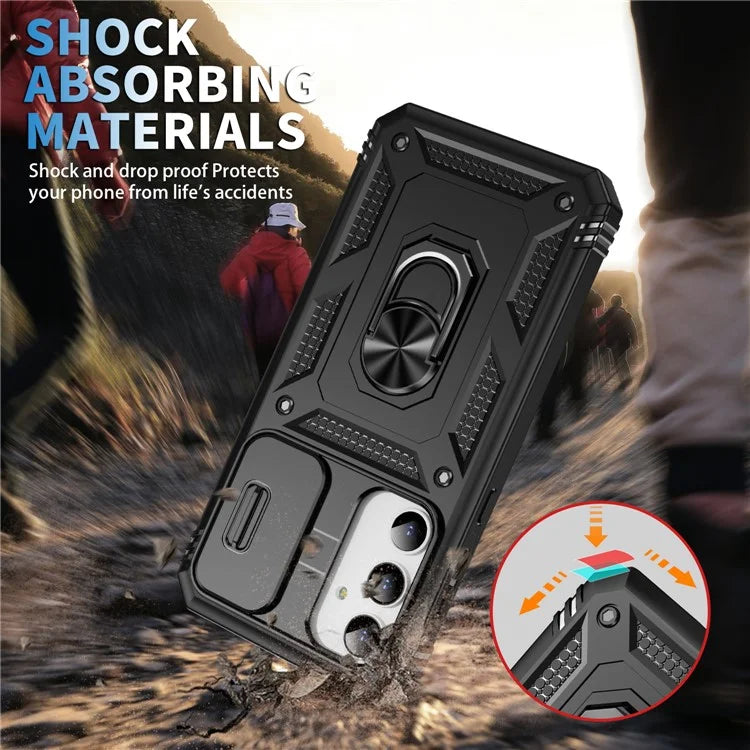 For Samsung Galaxy A55 5G Kickstand Case TPU+PC Camshield Hybrid Phone Cover