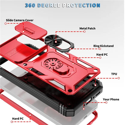 For Samsung Galaxy A55 5G Kickstand Case TPU+PC Camshield Hybrid Phone Cover