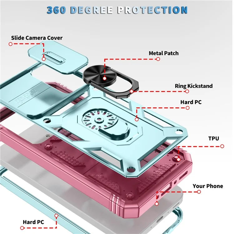 For Samsung Galaxy A55 5G Kickstand Case TPU+PC Camshield Hybrid Phone Cover