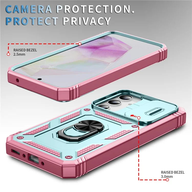 For Samsung Galaxy A55 5G Kickstand Case TPU+PC Camshield Hybrid Phone Cover