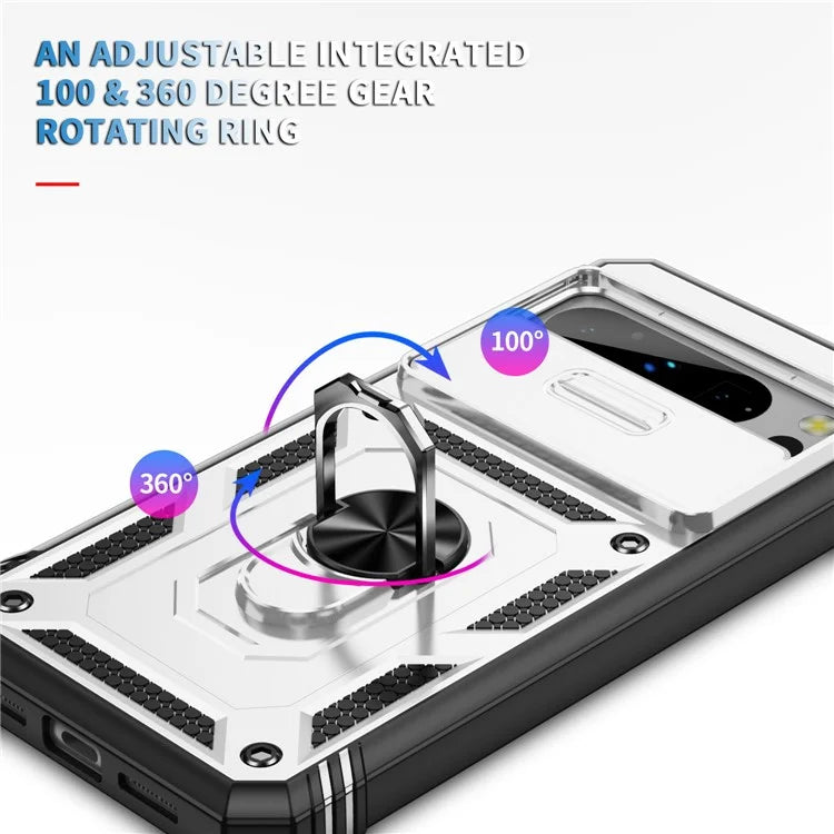 For Google Pixel 8 Pro Case Camshield Ring Holder Kickstand TPU+PC Phone Cover