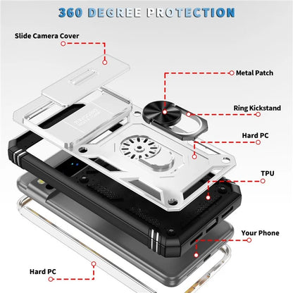 For Google Pixel 8 Pro Case Camshield Ring Holder Kickstand TPU+PC Phone Cover