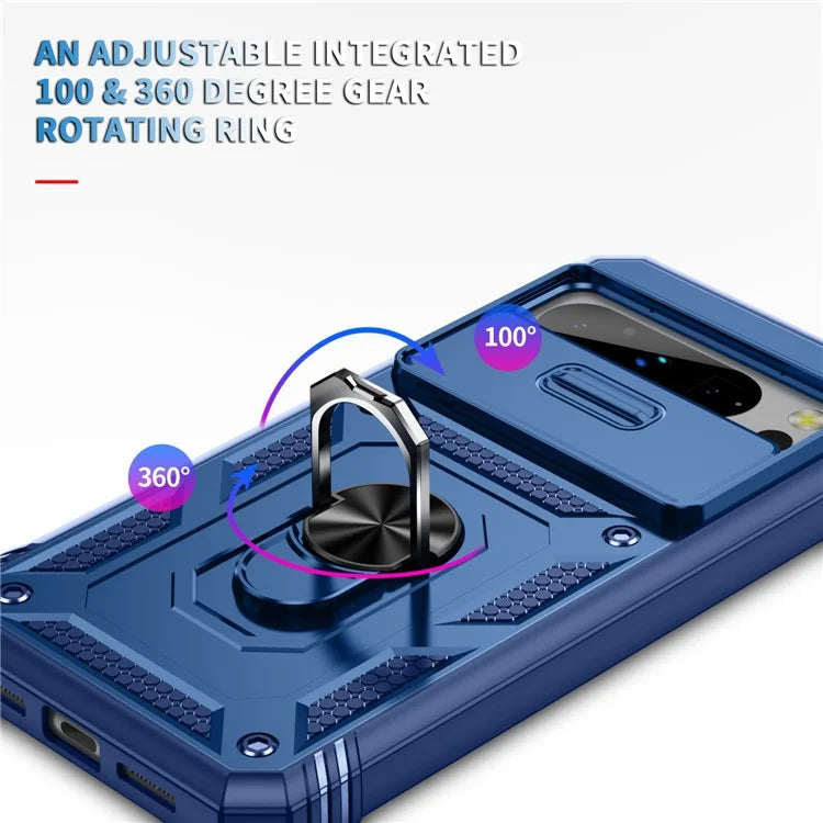 For Google Pixel 8 Pro Case Camshield Ring Holder Kickstand TPU+PC Phone Cover