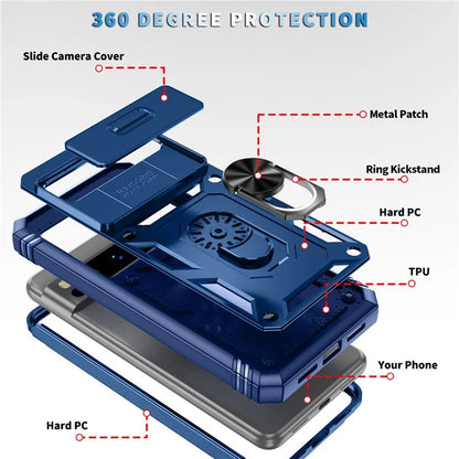 For Google Pixel 8 Pro Case Camshield Ring Holder Kickstand TPU+PC Phone Cover