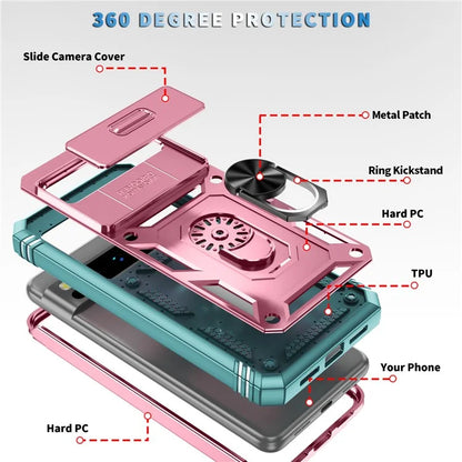 For Google Pixel 8 Pro Case Camshield Ring Holder Kickstand TPU+PC Phone Cover