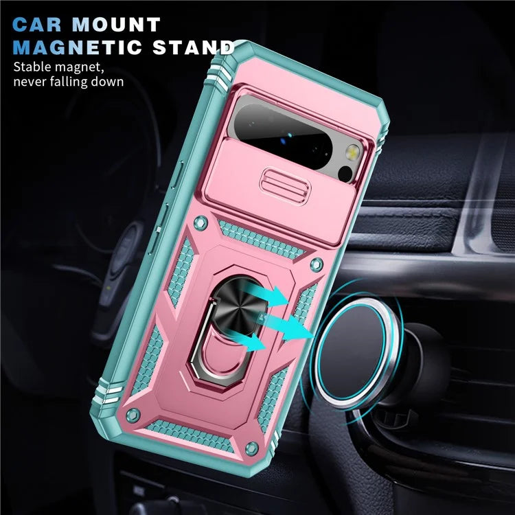 For Google Pixel 8 Pro Case Camshield Ring Holder Kickstand TPU+PC Phone Cover
