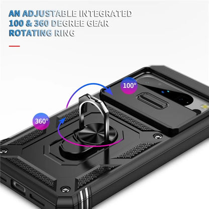 For Google Pixel 8 Pro Case Camshield Ring Holder Kickstand TPU+PC Phone Cover