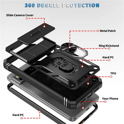 For Google Pixel 8 Pro Case Camshield Ring Holder Kickstand TPU+PC Phone Cover
