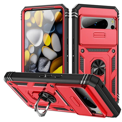 For Google Pixel 8 Pro Case Camshield Ring Holder Kickstand TPU+PC Phone Cover