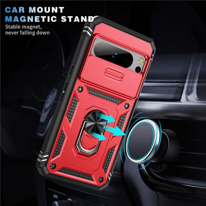 For Google Pixel 8 Pro Case Camshield Ring Holder Kickstand TPU+PC Phone Cover