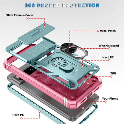 For Google Pixel 8 Pro Case Camshield Ring Holder Kickstand TPU+PC Phone Cover
