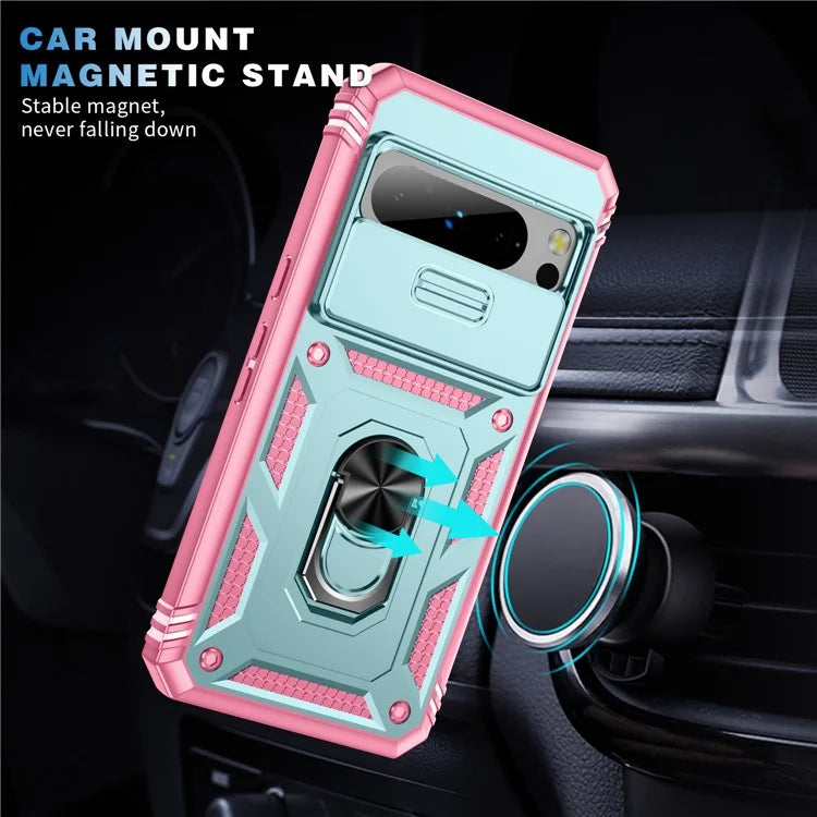 For Google Pixel 8 Pro Case Camshield Ring Holder Kickstand TPU+PC Phone Cover