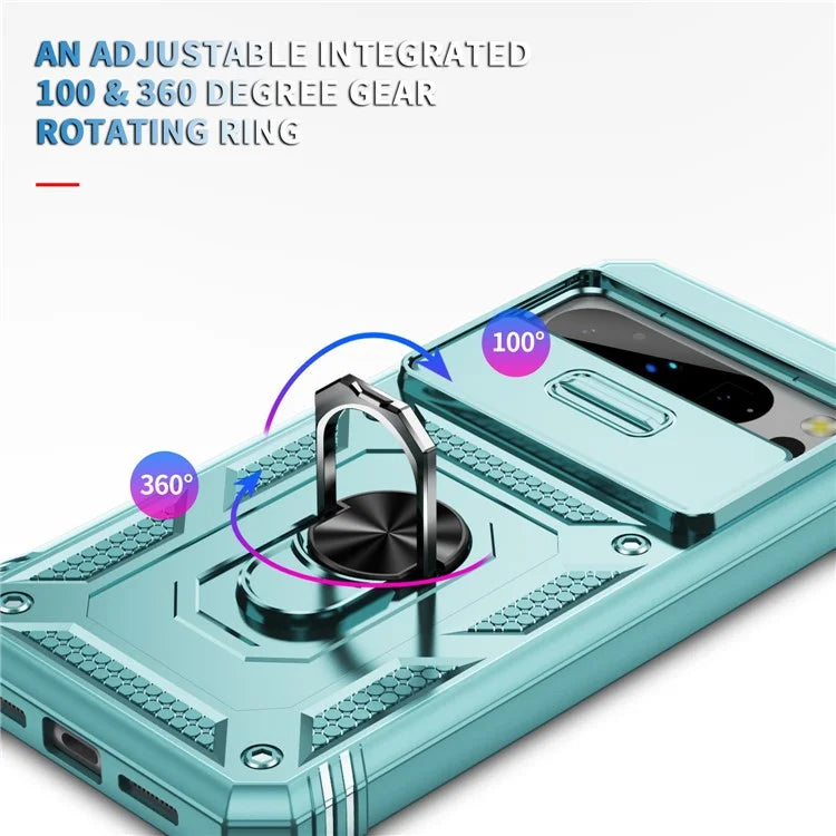 For Google Pixel 8 Pro Case Camshield Ring Holder Kickstand TPU+PC Phone Cover