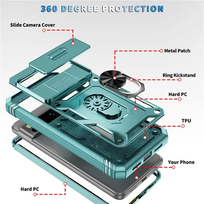 For Google Pixel 8 Pro Case Camshield Ring Holder Kickstand TPU+PC Phone Cover