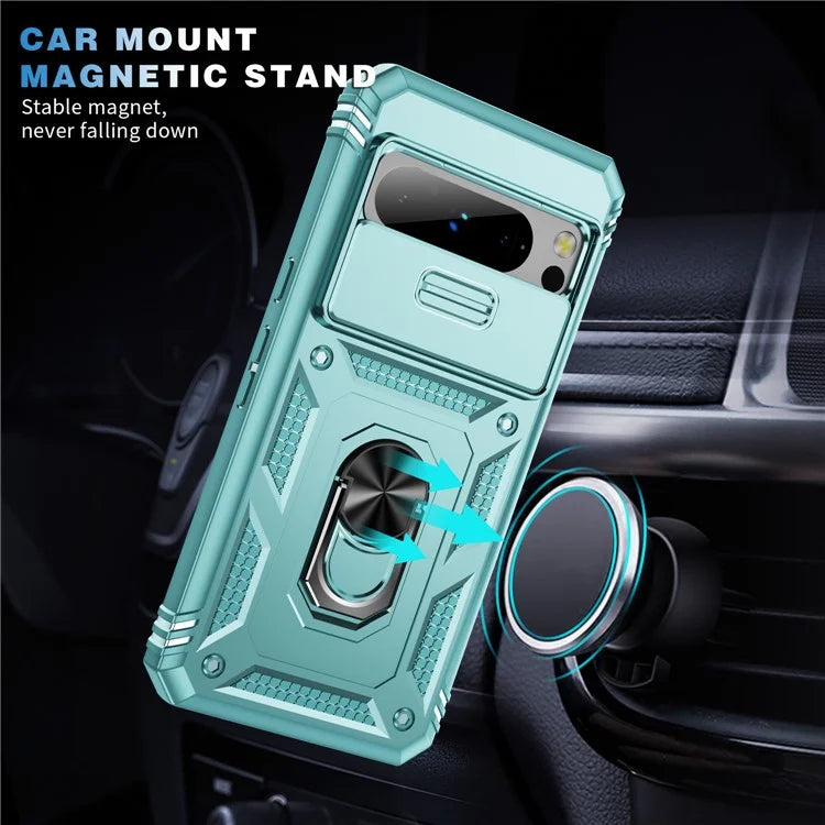 For Google Pixel 8 Pro Case Camshield Ring Holder Kickstand TPU+PC Phone Cover