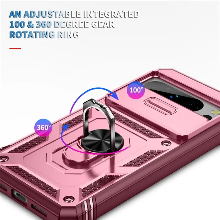 For Google Pixel 8 Pro Case Camshield Ring Holder Kickstand TPU+PC Phone Cover