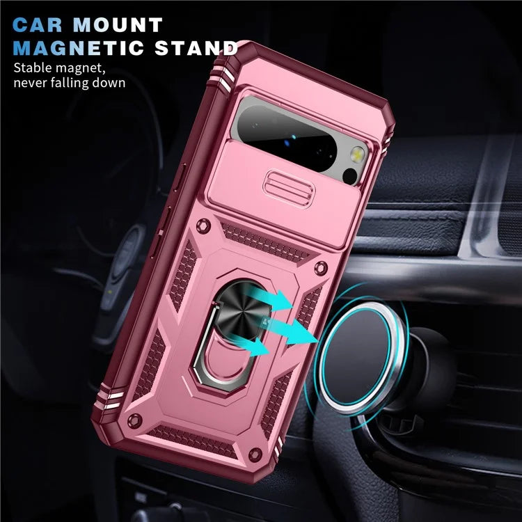 For Google Pixel 8 Pro Case Camshield Ring Holder Kickstand TPU+PC Phone Cover