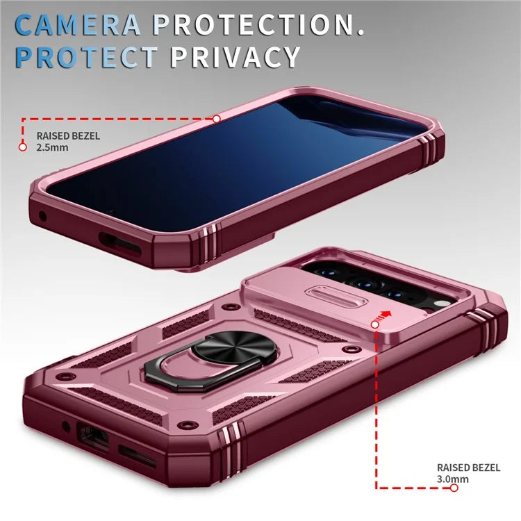 For Google Pixel 9 Pro XL Case Slide Lens Cover Kickstand TPU+PC Phone Protector