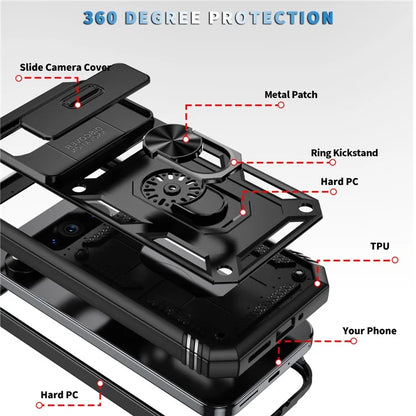 For Google Pixel 9 Pro XL Case Slide Lens Cover Kickstand TPU+PC Phone Protector