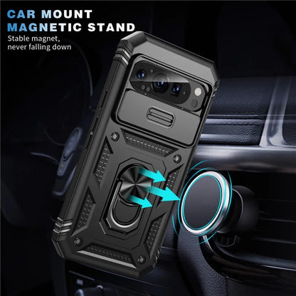 For Google Pixel 9 Pro XL Case Slide Lens Cover Kickstand TPU+PC Phone Protector