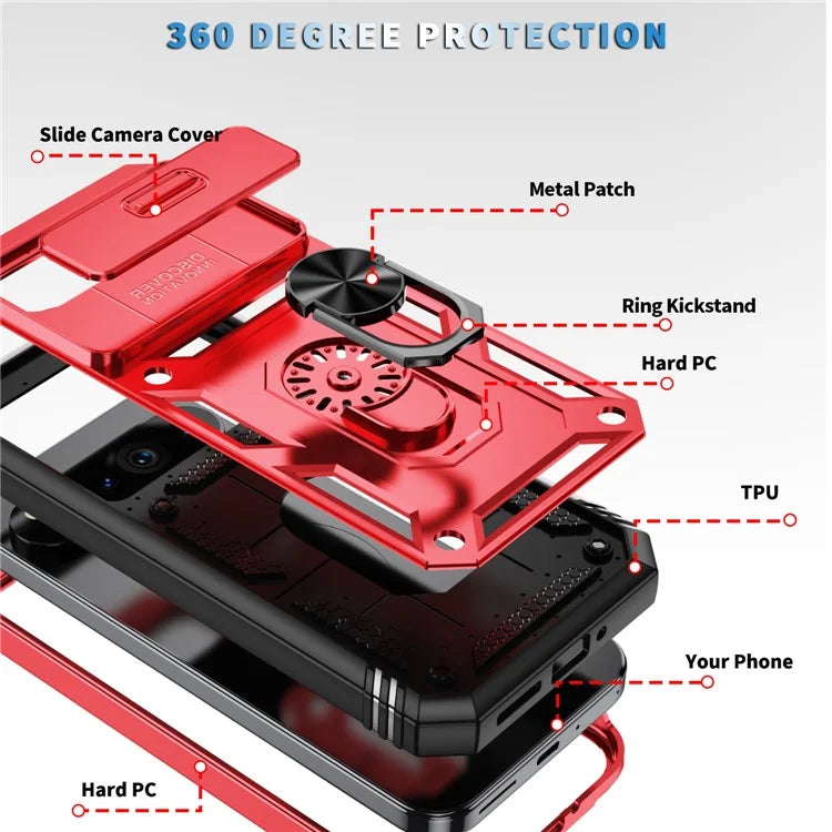 For Google Pixel 9 Pro XL Case Slide Lens Cover Kickstand TPU+PC Phone Protector