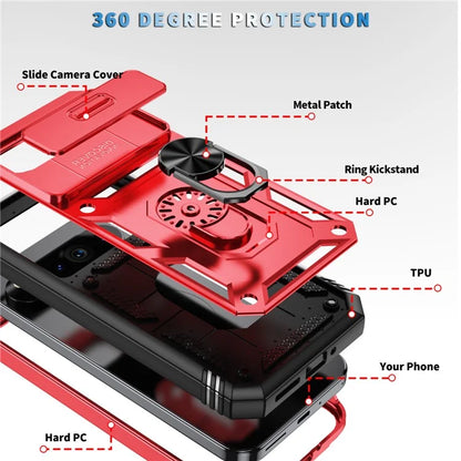 For Google Pixel 9 Pro XL Case Slide Lens Cover Kickstand TPU+PC Phone Protector